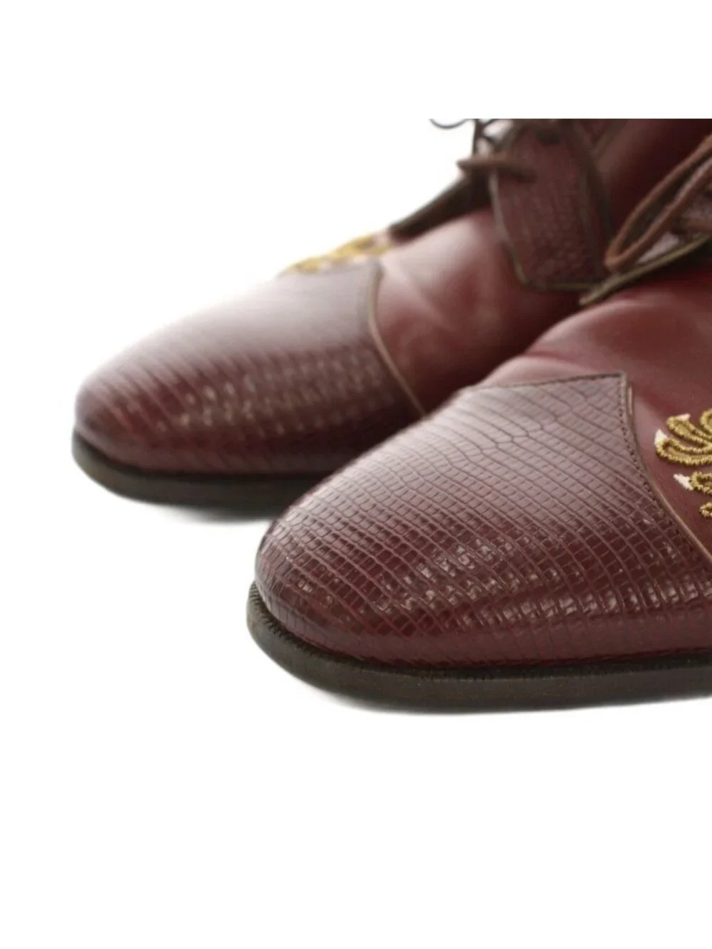 Gucci Dragon Embroidery Leather Shoes Dress Pattern 8 Brown